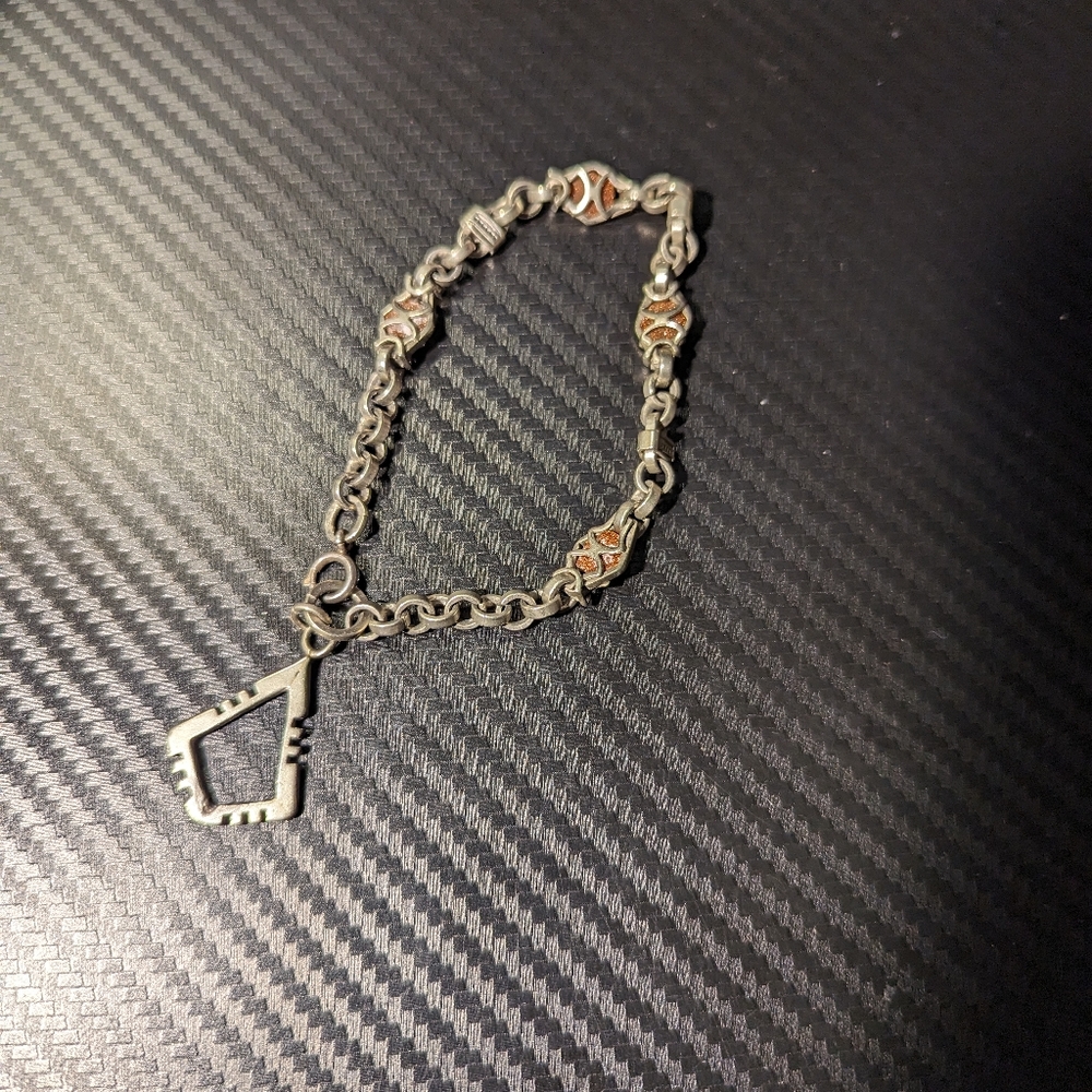 German Silver and Stone Charm Bracelet